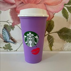 New Starbucks Valentines Day Purple Lip Reusable Hot Cup